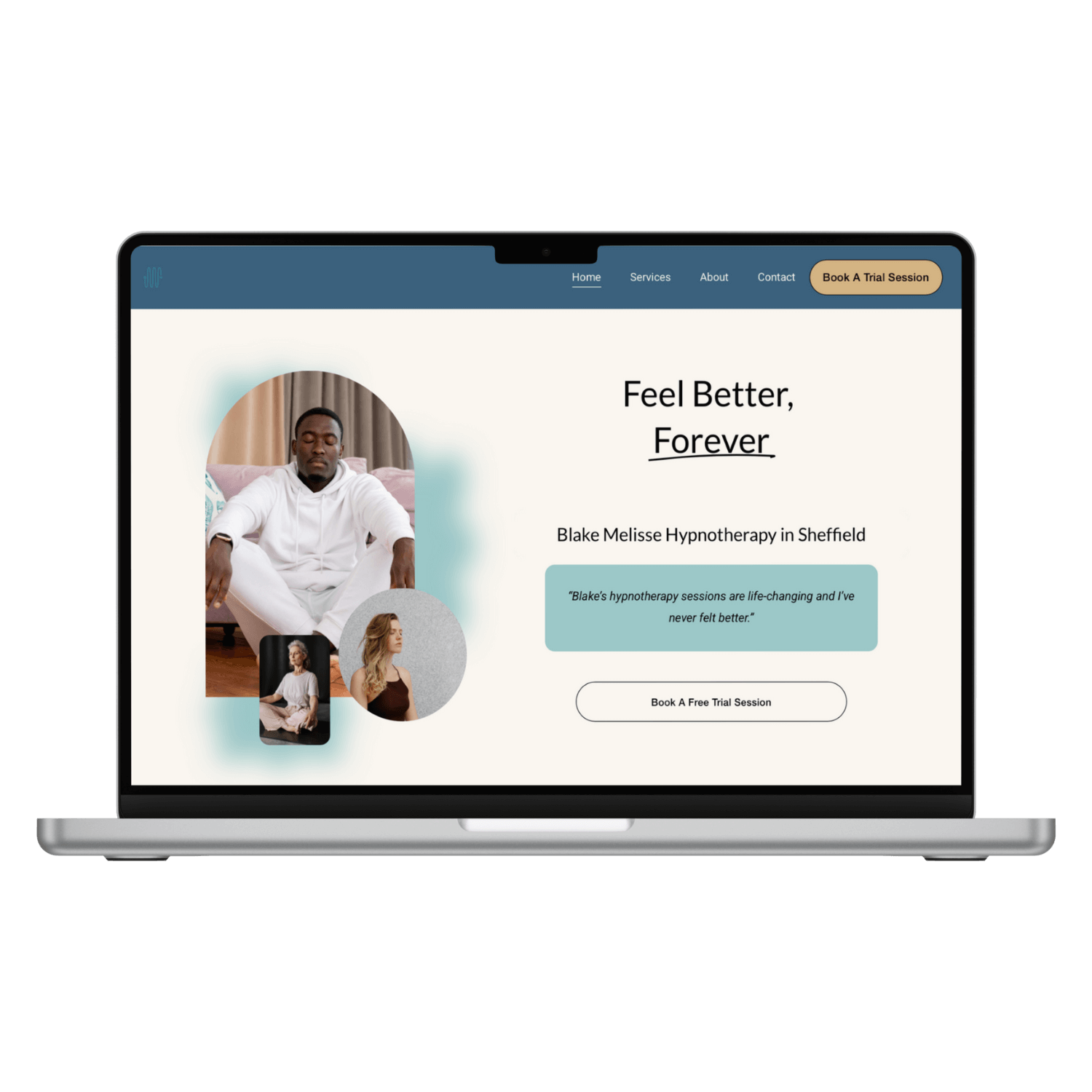 Laptop showing colourful website made for Squarespace Website Package