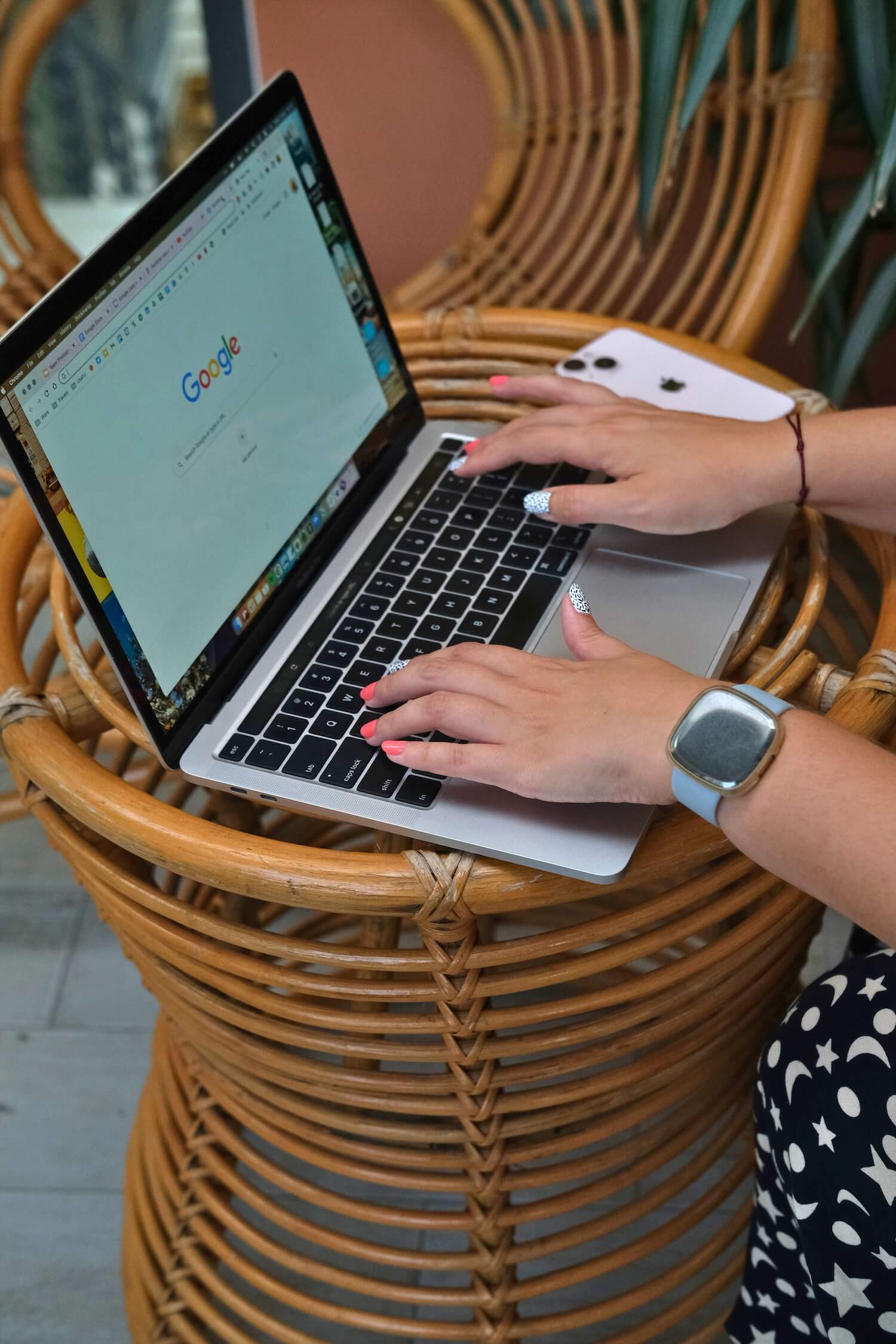 Laptop showing search page of Google