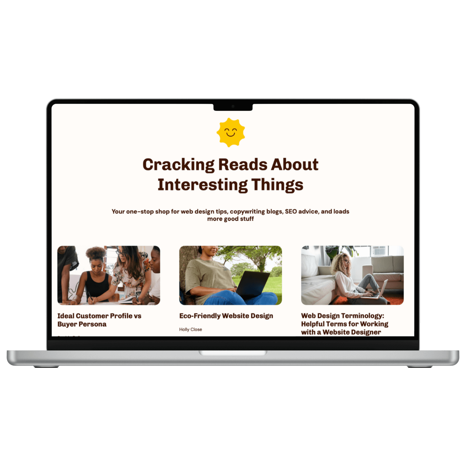 Laptop showing Good Egg's blog page